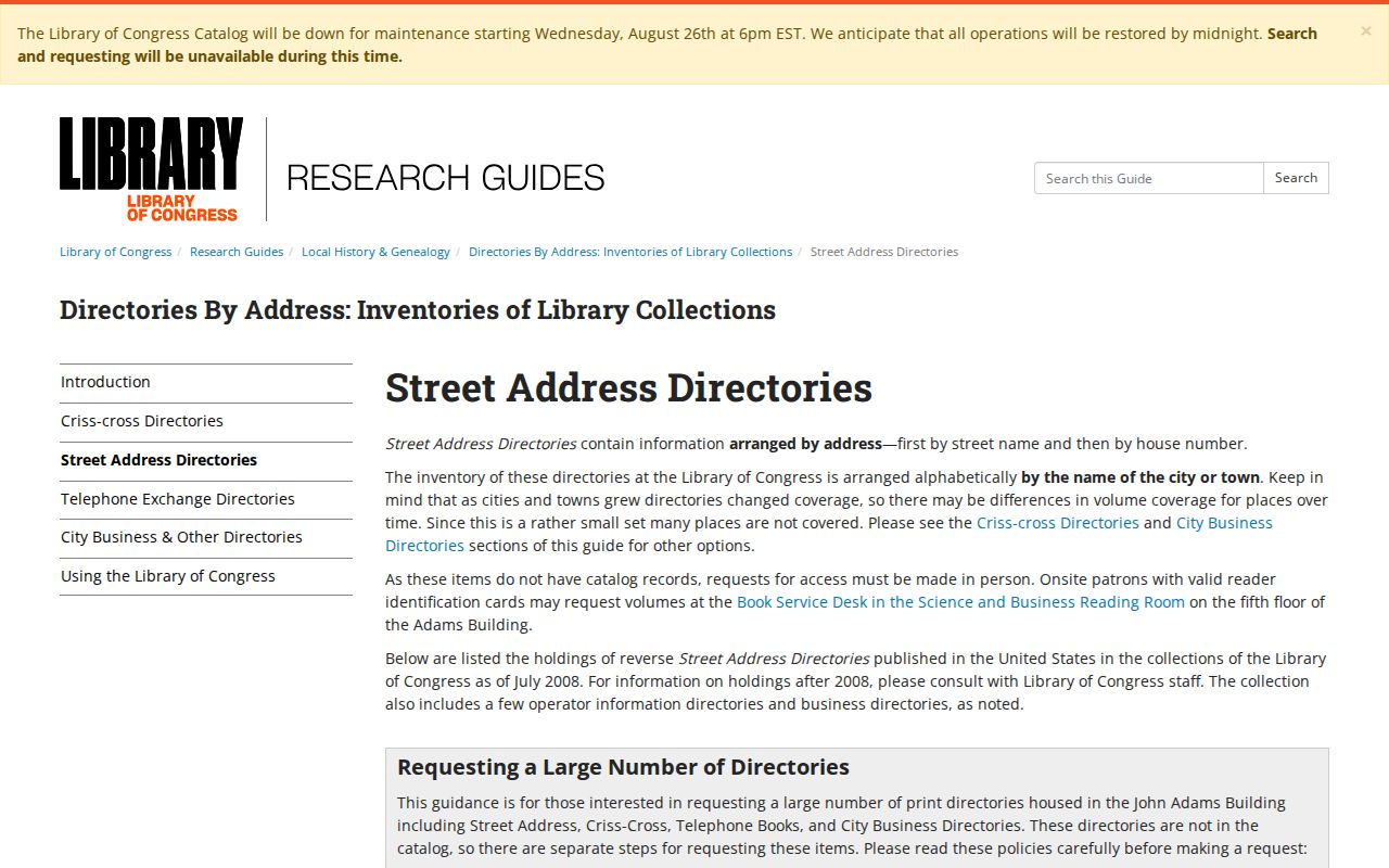 Auburn Hills city directory Library of Congress street-address directory guide