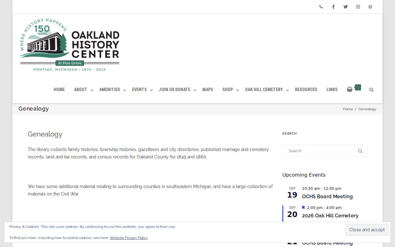 Auburn Hills city directory Oakland History Center genealogy holdings