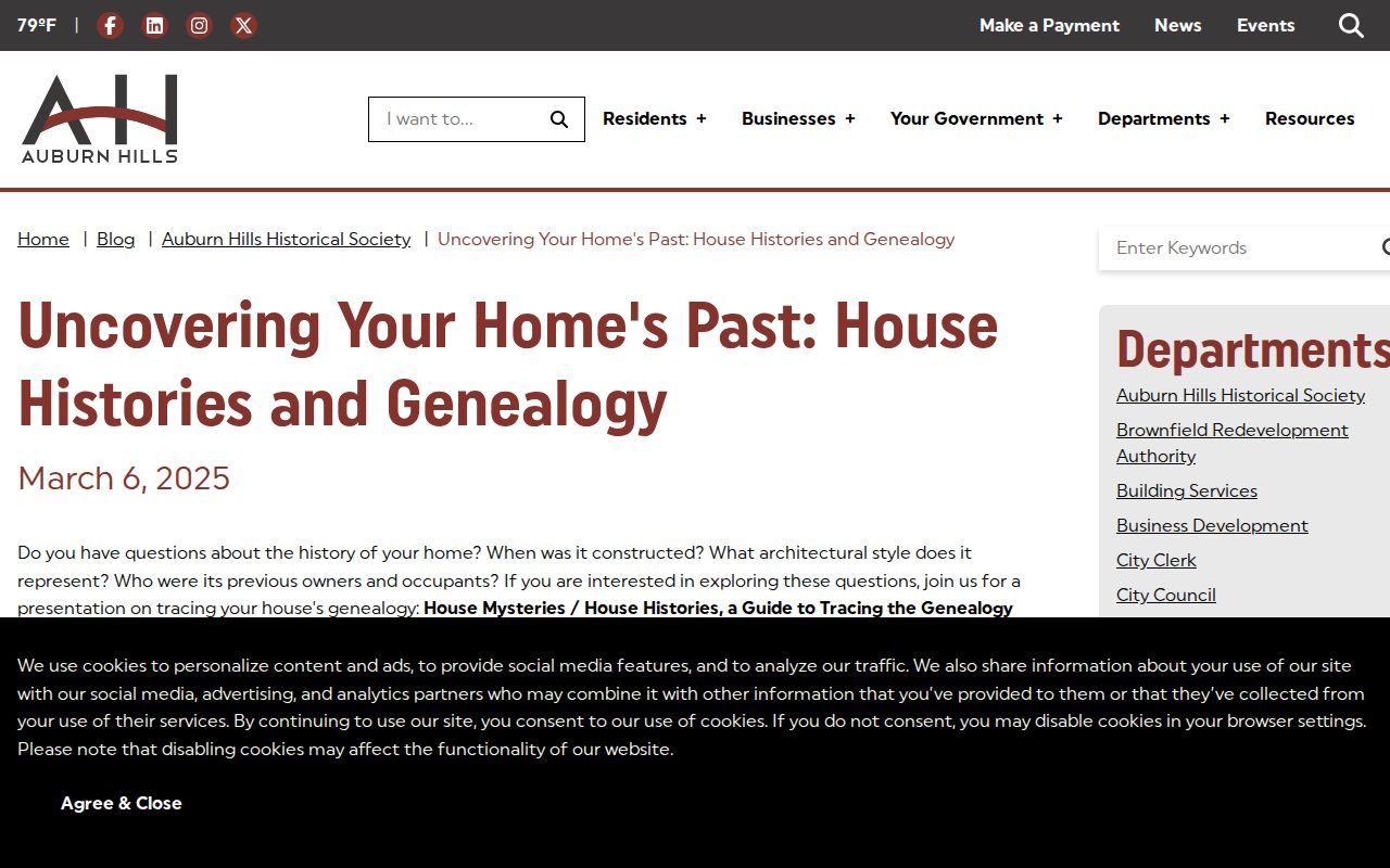 Auburn Hills previous residents house-history research guide