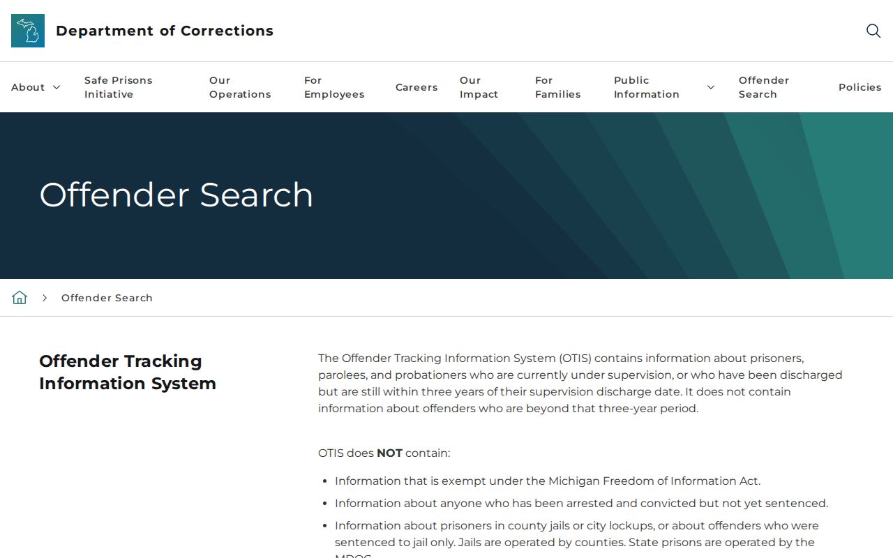 Auburn Hills resident lookup MDOC OTIS supervision search scope