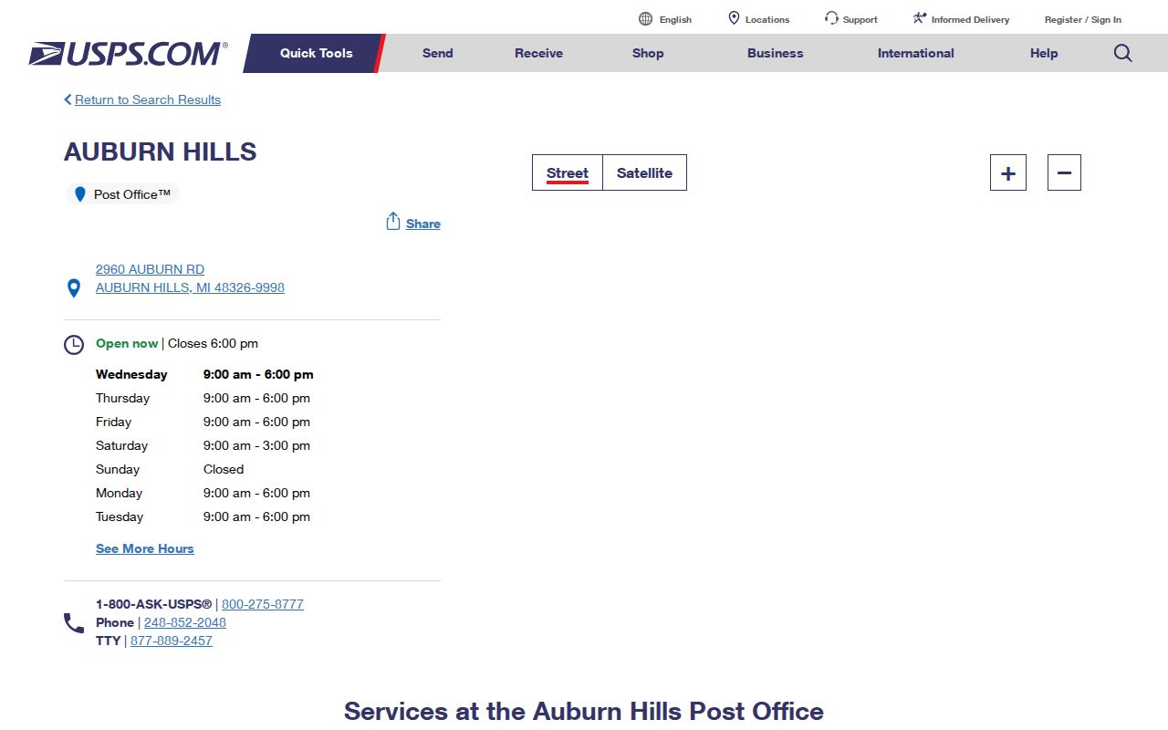 Auburn Hills ZIP code directory USPS post office reference